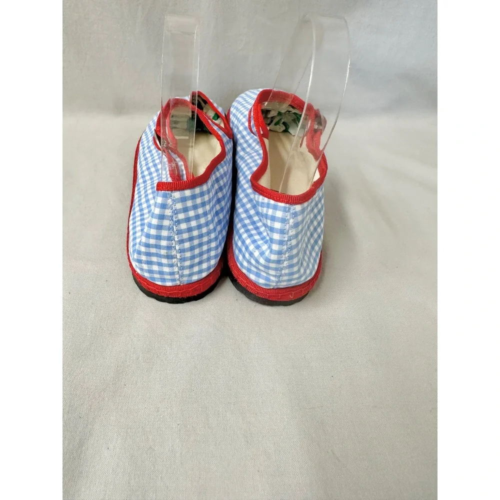 Via I Lilly Sisto Florence Mary Jane Cotton Gingham Blue Red Flats Euro 40 Italy